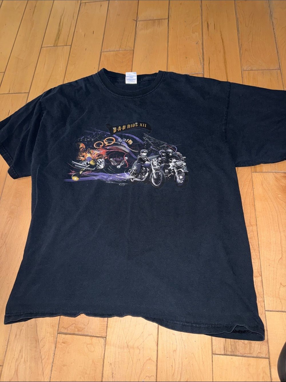 Black Graphic Motorcycle Print Tee - Unbranded 2009